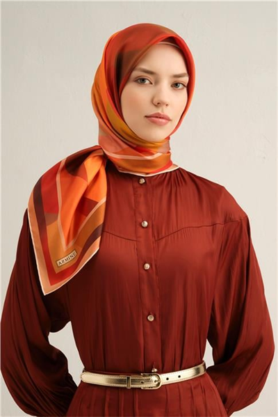 Armine Çiçek Desenli Saf İpek Twill Eşarp 9331 33