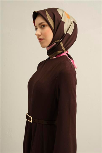 Armine Çiçek Desenli Saf İpek Twill Eşarp 9317D 36