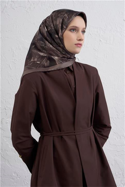 Armine Çiçek Desenli Saf İpek Twill Eşarp 9409D 82