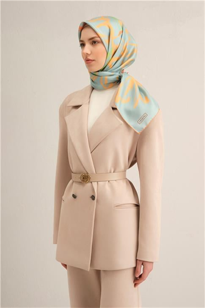 Armine Çiçek Desenli Saf İpek Twill Eşarp 9322D 04