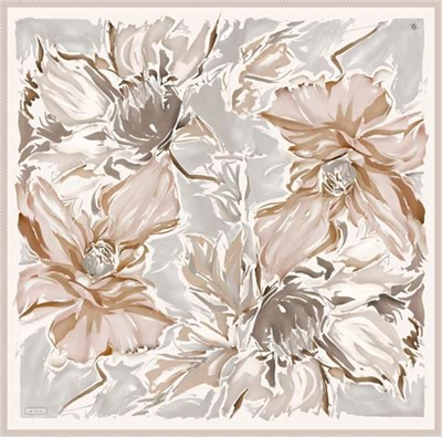 Armine Çiçek Desenli Saf İpek Twill Eşarp 9305D 03