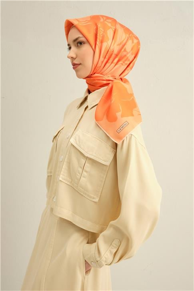 Armine Çiçek Desenli Saf İpek Twill Eşarp 9344D 36