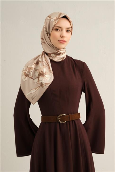 Armine Çiçek Desenli Saf İpek Twill Eşarp 9324D 32