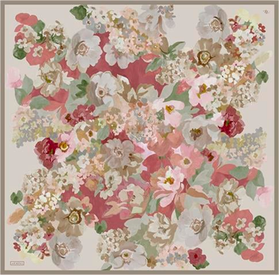Armine Çiçek Desenli Saf İpek Twill Eşarp 9334D 10