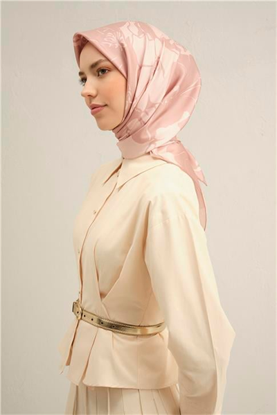Armine Çiçek Desenli Saf İpek Twill Eşarp 9344D 32