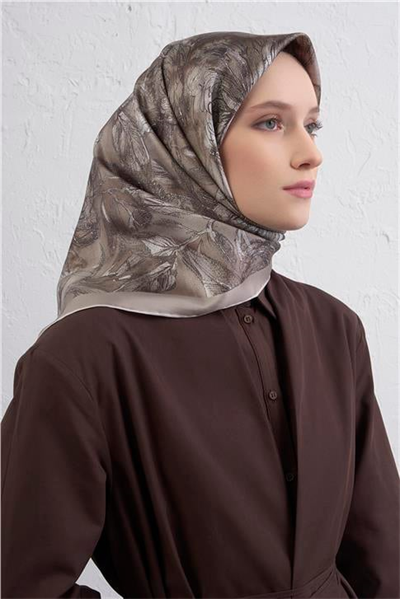 Armine Çiçek Desenli Saf İpek Twill Eşarp 9409D 83