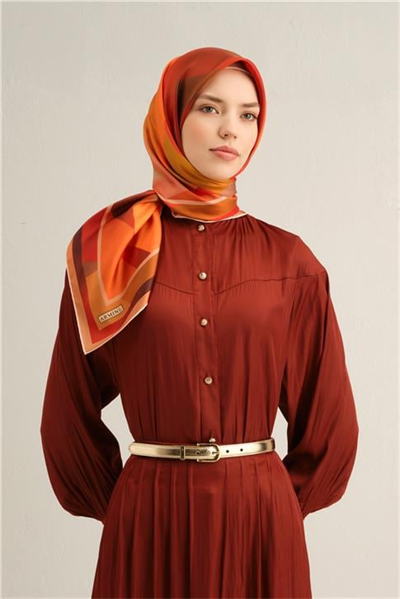 Armine Çiçek Desenli Saf İpek Twill Eşarp 9331 33