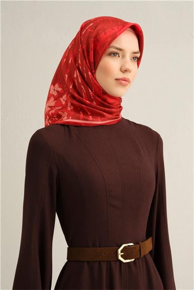 Armine Çiçek Desenli Saf İpek Twill Eşarp 9353D 34