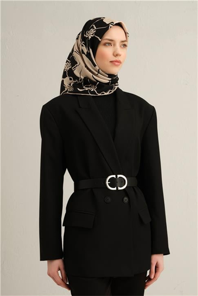 Armine Çiçek Desenli Saf İpek Twill Eşarp 9344D 39