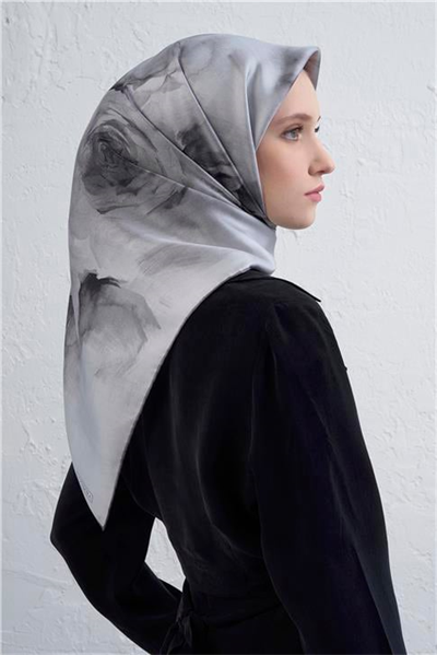 Armine Çiçek Desenli Saf İpek Twill Eşarp 9426D 83