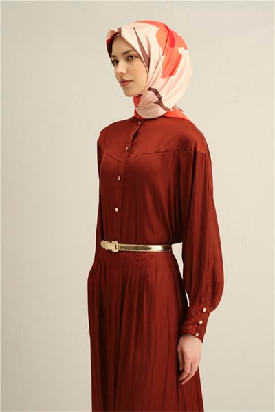 Armine Çiçek Desenli Saf İpek Twill Eşarp 9317D 31