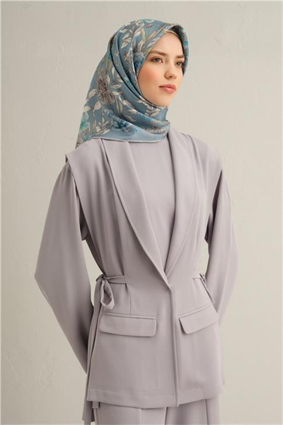 Armine Çiçek Desenli Saf İpek Twill Eşarp 9347D 05