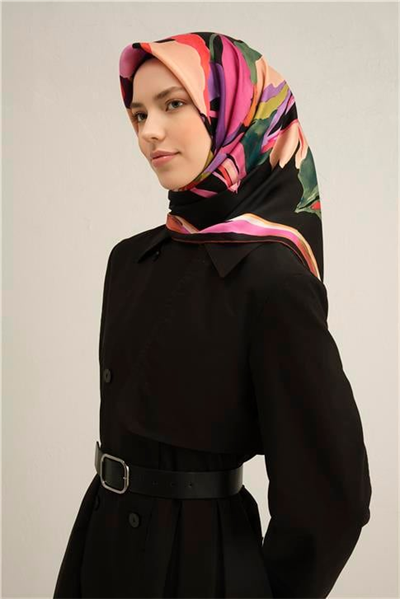 Armine Çiçek Desenli Saf İpek Twill Eşarp 9340D 36