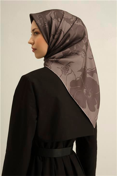 Armine Çiçek Desenli Saf İpek Twill Eşarp 9344D 46