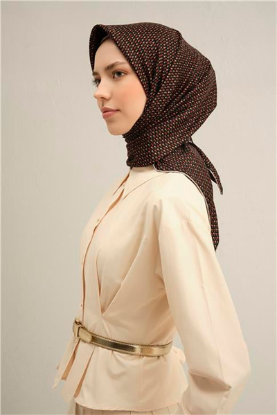 Armine Çiçek Desenli Saf İpek Twill Eşarp 9307D 34