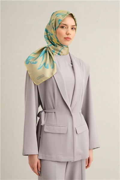 Armine Çiçek Desenli Saf İpek Twill Eşarp 9322D 12
