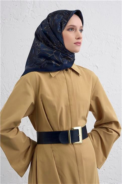 Armine Çiçek Desenli Saf İpek Twill Eşarp 9409D 81