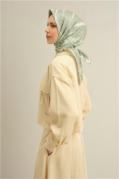Armine Çiçek Desenli Saf İpek Twill Eşarp 9353D 38