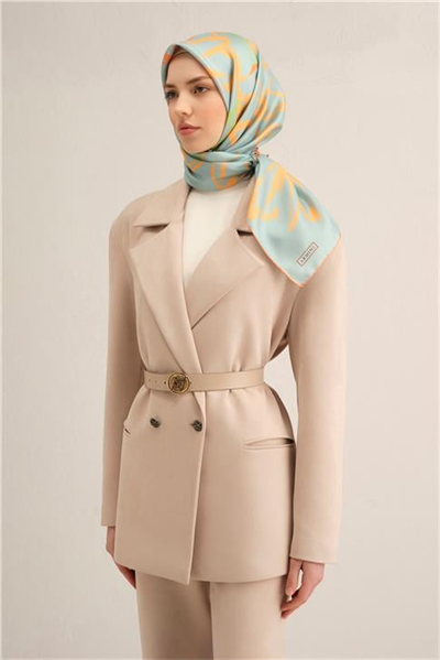 Armine Çiçek Desenli Saf İpek Twill Eşarp 9322D 04