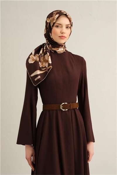 Armine Çiçek Desenli Saf İpek Twill Eşarp 9324D 52