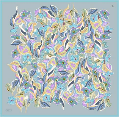 Armine Çiçek Desenli Saf İpek Twill Eşarp 9332D 80