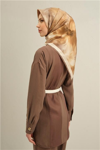 Armine Çiçek Desenli Saf İpek Twill Eşarp 9310D 36