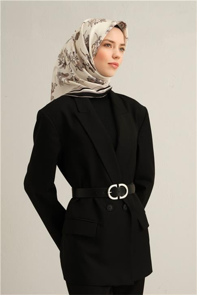 Armine Çiçek Desenli Saf İpek Twill Eşarp 9316D 85
