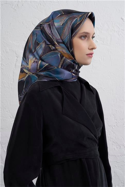 Armine Çiçek Desenli Saf İpek Twill Eşarp 9406D 36