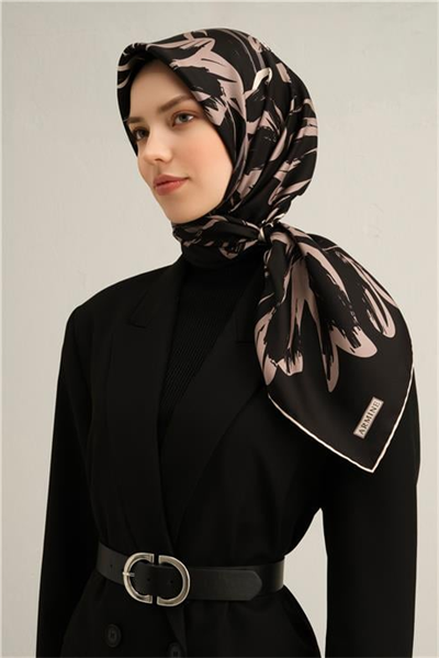 Armine Çiçek Desenli Saf İpek Twill Eşarp 9322D 13