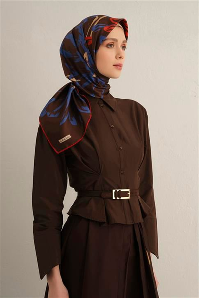 Armine Çiçek Desenli Saf İpek Twill Eşarp 9322D 84