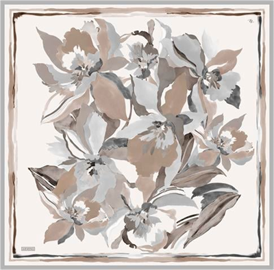 Armine Çiçek Desenli Saf İpek Twill Eşarp 9340D 86