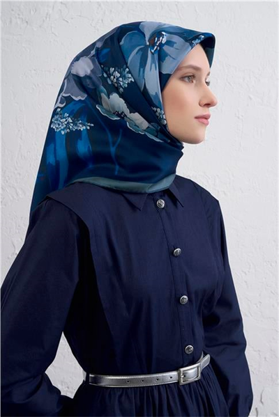 Armine Çiçek Desenli Saf İpek Twill Eşarp 9414D 52