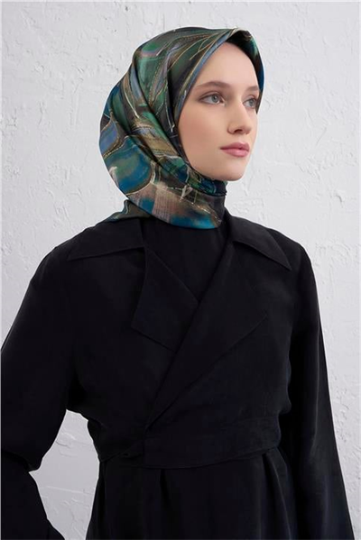 Armine Çiçek Desenli Saf İpek Twill Eşarp 9406D 35