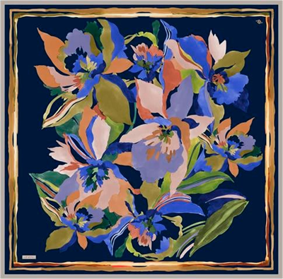 Armine Çiçek Desenli Saf İpek Twill Eşarp 9340D 55