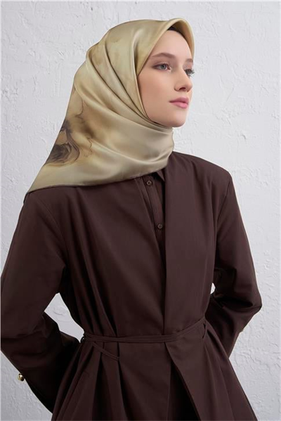 Armine Çiçek Desenli Saf İpek Twill Eşarp 9426D 54