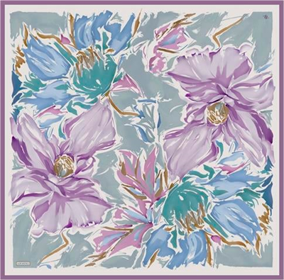 Armine Çiçek Desenli Saf İpek Twill Eşarp 9337D 06