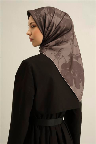 Armine Çiçek Desenli Saf İpek Twill Eşarp 9344D 46