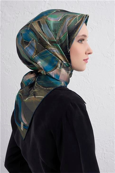 Armine Çiçek Desenli Saf İpek Twill Eşarp 9406D 35