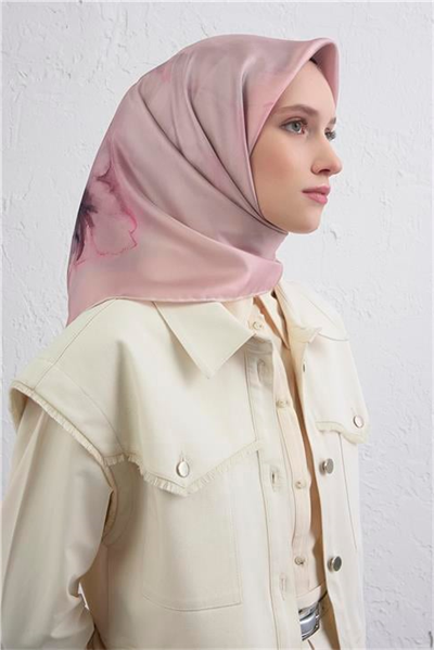 Armine Çiçek Desenli Saf İpek Twill Eşarp 9426D 29