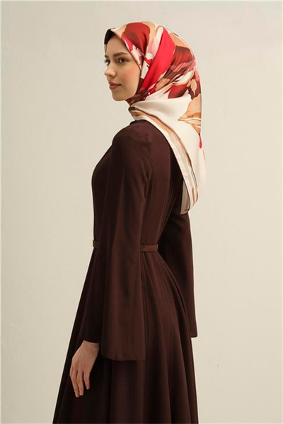 Armine Çiçek Desenli Saf İpek Twill Eşarp 9340D 03