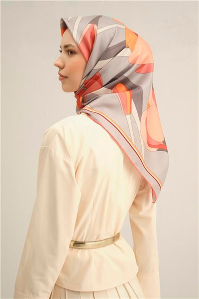 Armine Çiçek Desenli Saf İpek Twill Eşarp 9302D 35