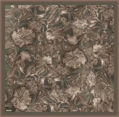 Armine Çiçek Desenli Saf İpek Twill Eşarp 9409D 84