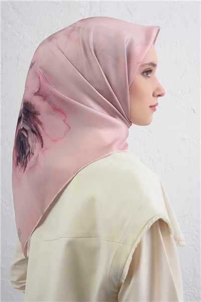 Armine Çiçek Desenli Saf İpek Twill Eşarp 9426D 29
