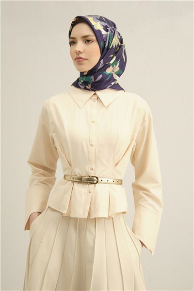 Armine Çiçek Desenli Saf İpek Twill Eşarp 9342D 54