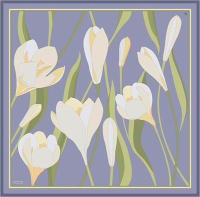 Armine Çiçek Desenli Saf İpek Twill Eşarp 9302D 06