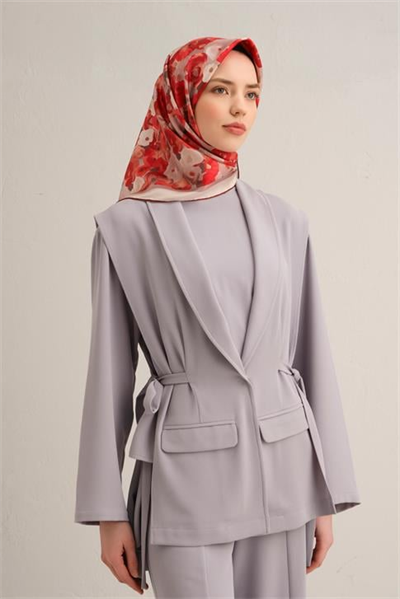 Armine Çiçek Desenli Saf İpek Twill Eşarp 9300D 04
