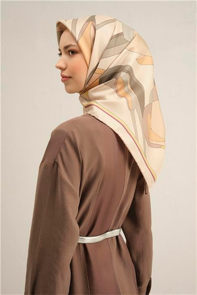 Armine Çiçek Desenli Saf İpek Twill Eşarp 9302D 81