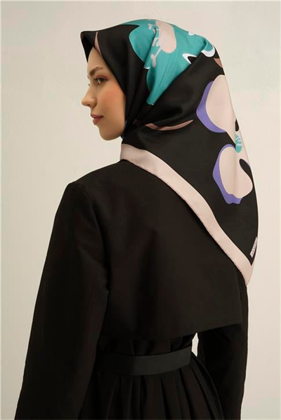 Armine Çiçek Desenli Saf İpek Twill Eşarp 9317D 08