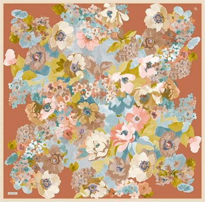 Armine Çiçek Desenli Saf İpek Twill Eşarp 9334D 80
