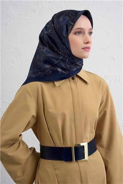 Armine Çiçek Desenli Saf İpek Twill Eşarp 9409D 81